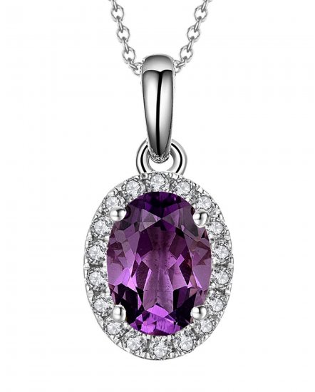 OVAL COLORED STONE DIAMOND PENDANT (VP406)